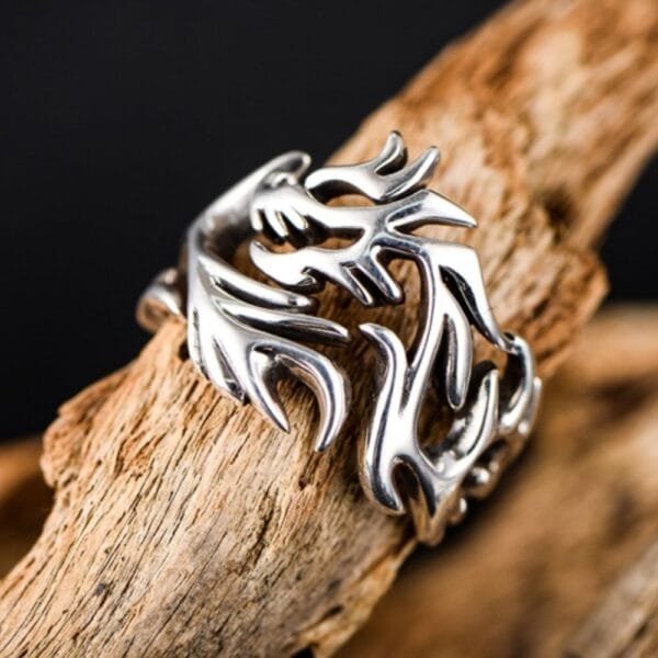 Men's Sterling Silver Dragon Wrap Ring - Image 4