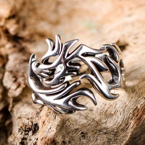 Men's Sterling Silver Dragon Wrap Ring - Image 5