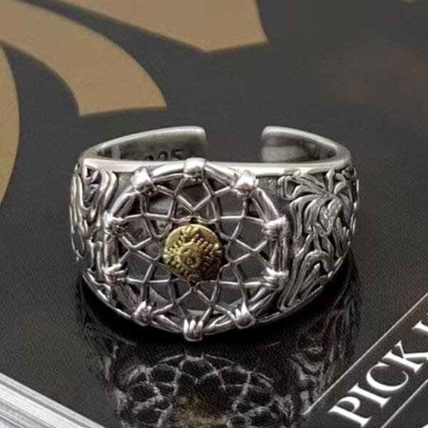 Men's Sterling Silver Dreamcatcher Ring - Image 2