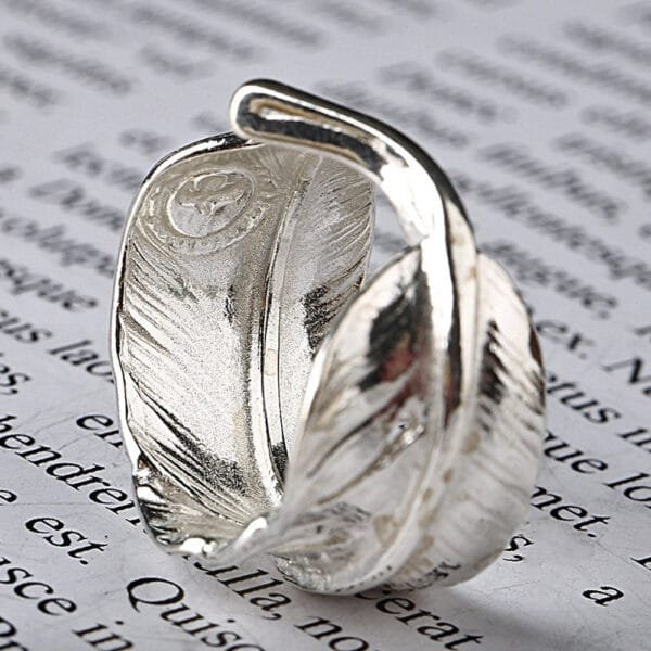 Men's Sterling Silver Feather Wrap Ring - Image 3