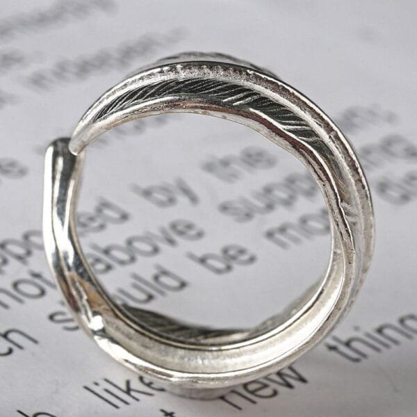 Men's Sterling Silver Feather Wrap Ring - Image 5