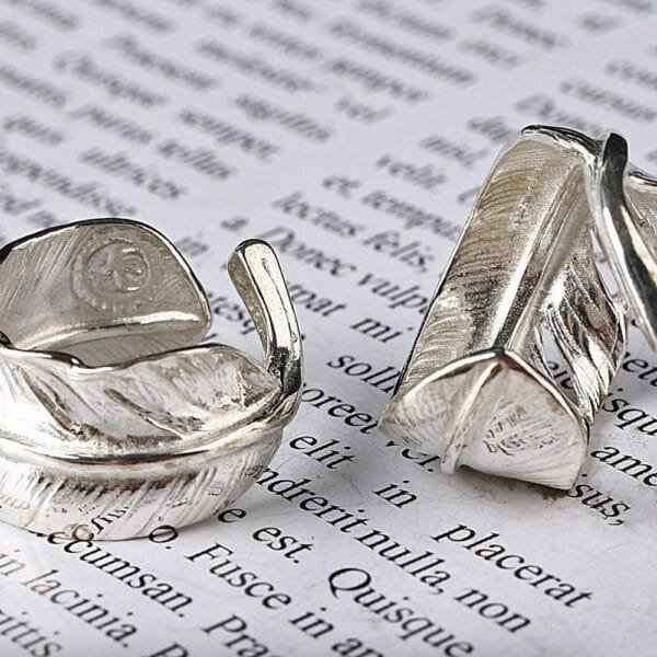 Men's Sterling Silver Feather Wrap Ring - Image 6