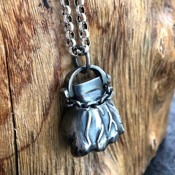 Men's Sterling Silver Fist Necklace - Image 3