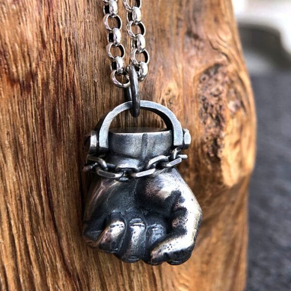 Men's Sterling Silver Fist Necklace - Image 4