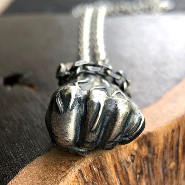Men's Sterling Silver Fist Necklace - Image 6