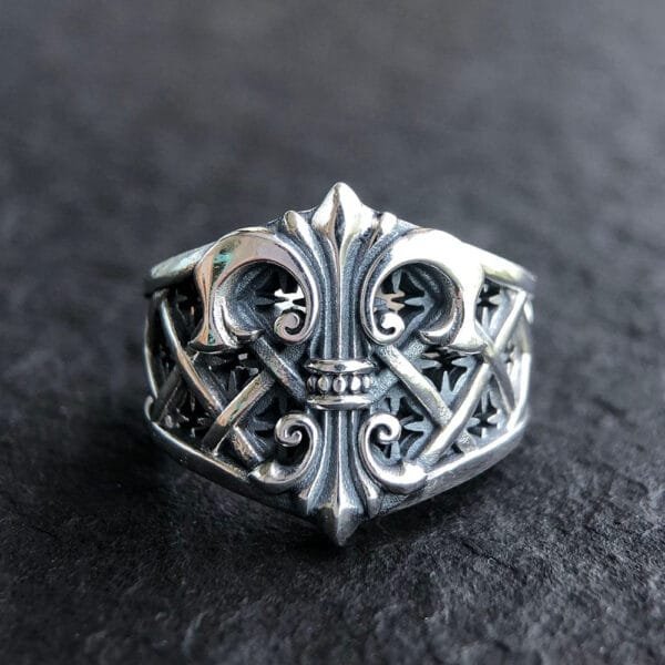 Men's Sterling Silver Fleur De Lis Ring