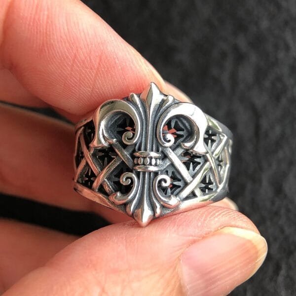 Men's Sterling Silver Fleur De Lis Ring - Image 6