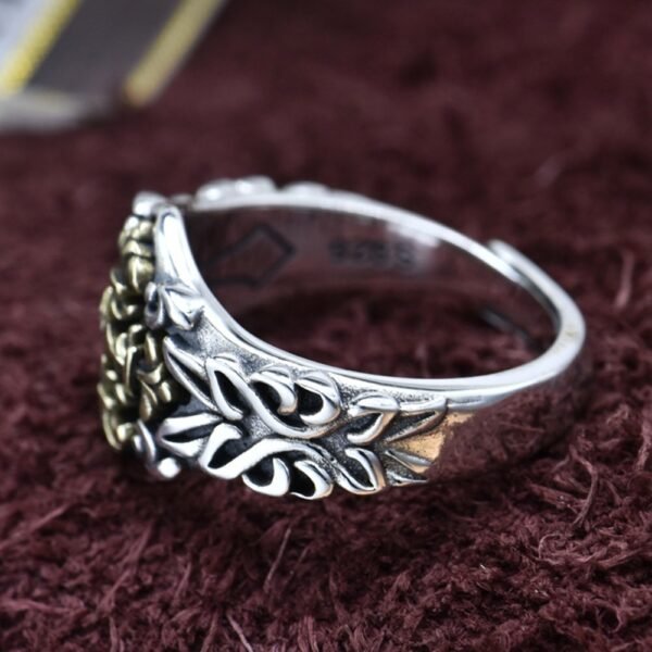 Men's Sterling Silver Fleur de Lis Cross Ring - Image 2