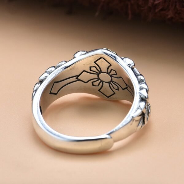 Men's Sterling Silver Fleur de Lis Cross Ring - Image 5