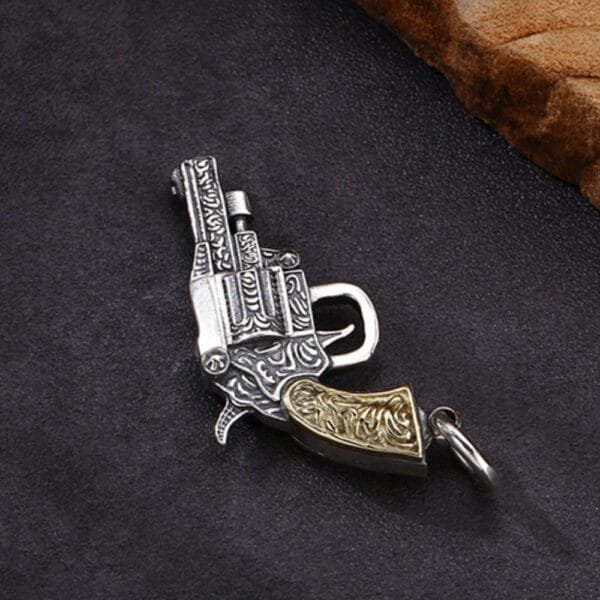 Men's Sterling Silver Gun Pendant Necklace - Image 6