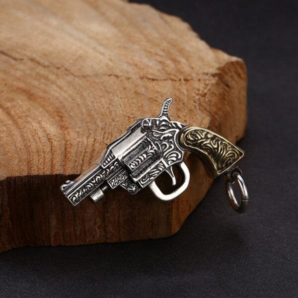 Men's Sterling Silver Gun Pendant Necklace - Image 4