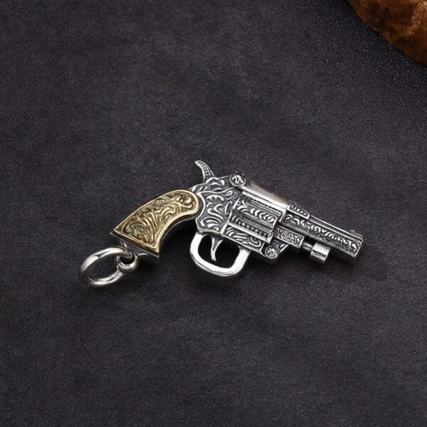 Men's Sterling Silver Gun Pendant Necklace - Image 5