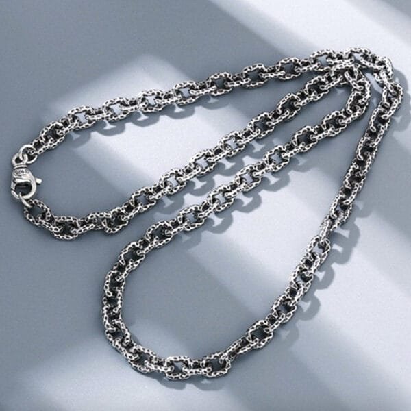 6 mm Men's Sterling Silver Hammered Anchor Link Chain 20"-26" - Image 3