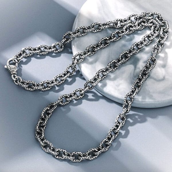6 mm Men's Sterling Silver Hammered Anchor Link Chain 20"-26" - Image 5