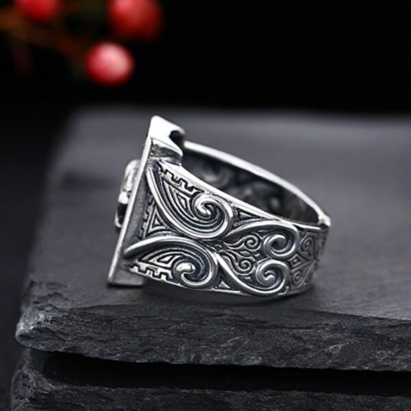 Men's Sterling Silver Heart Poker Ring - Image 2