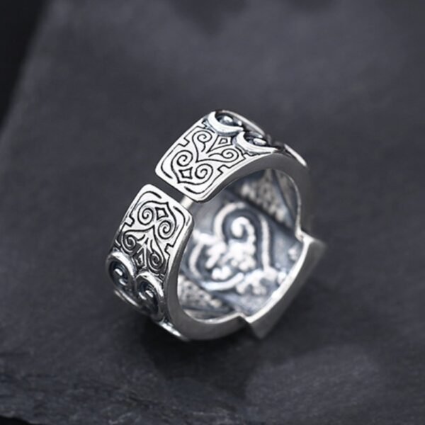 Men's Sterling Silver Heart Poker Ring - Image 4