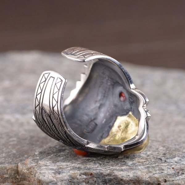 Men's Sterling Silver Indian Chief Ring - Image 8