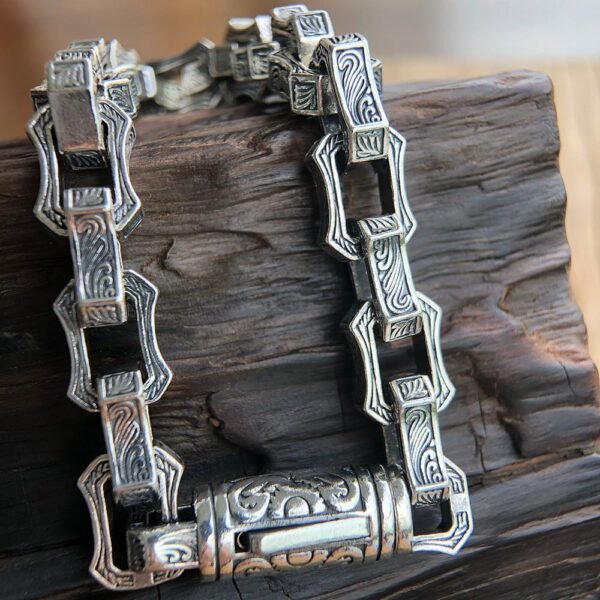 Men's Sterling Silver Ivy Link Chain Bracelet - Image 2