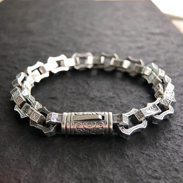 Men's Sterling Silver Ivy Link Chain Bracelet - Image 5