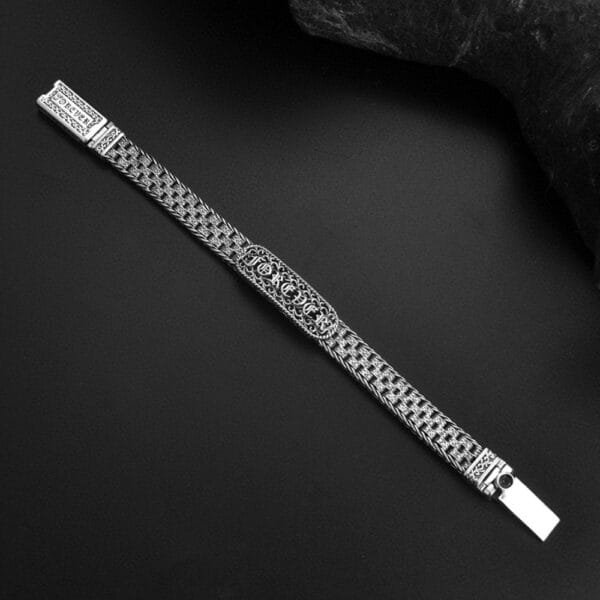 Men's Sterling Silver Ivy Pattern Braided Bracelet - Image 2