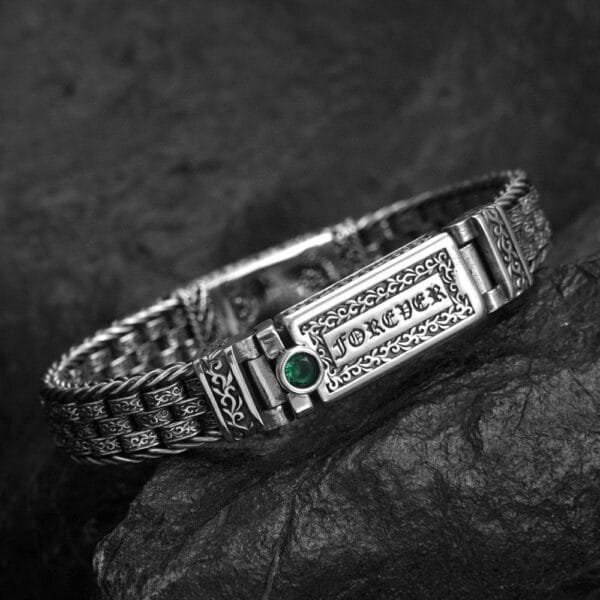 Men's Sterling Silver Ivy Pattern Braided Bracelet - Image 3