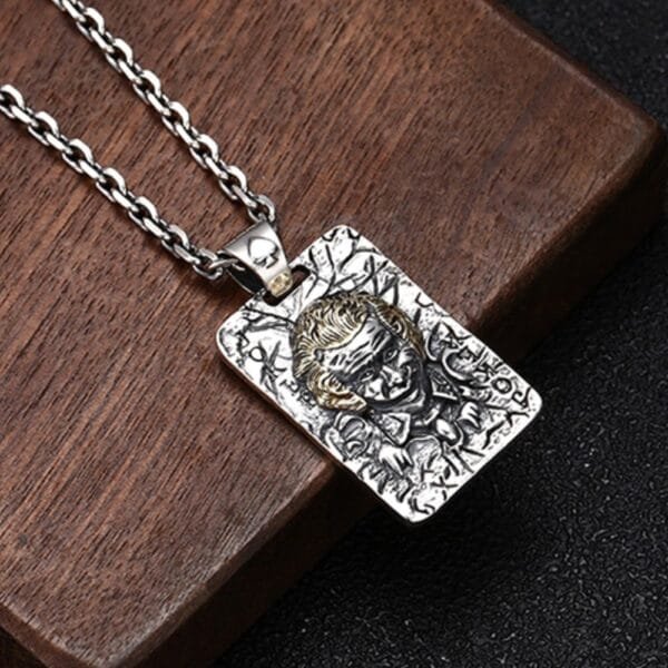Men's Sterling Silver Joker Tag Necklace - Image 4