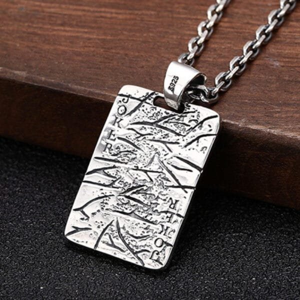 Men's Sterling Silver Joker Tag Necklace - Image 7