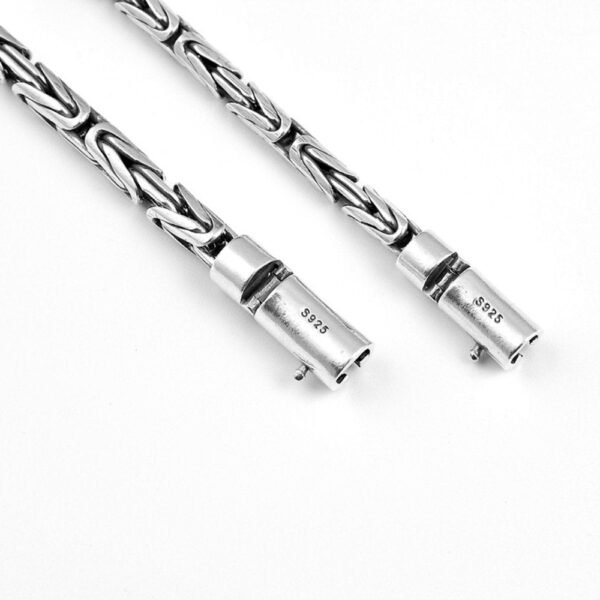 Men's Sterling Silver Latch Clasp Byzantine Chain Bracelet - Image 2