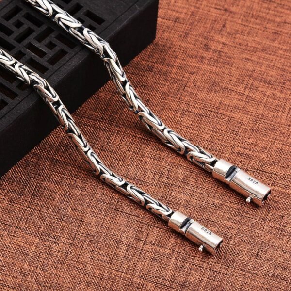 Men's Sterling Silver Latch Clasp Byzantine Chain Bracelet - Image 5