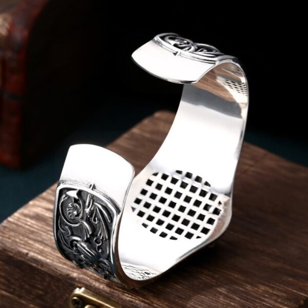 Men's Sterling Silver Lion King Cuff Bracelet - Image 6