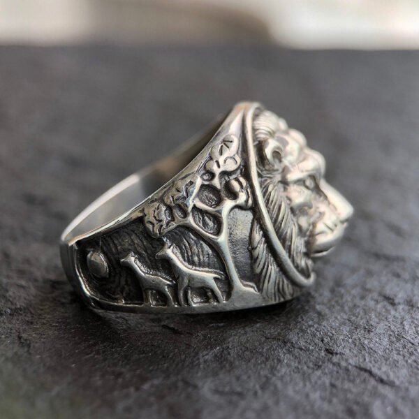 Men's Sterling Silver Lion Ring - Image 3