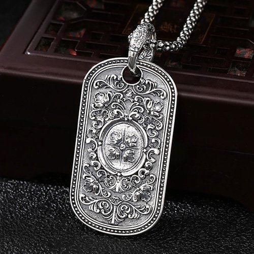 Men's Sterling Silver Lion Tag Necklace - Image 2