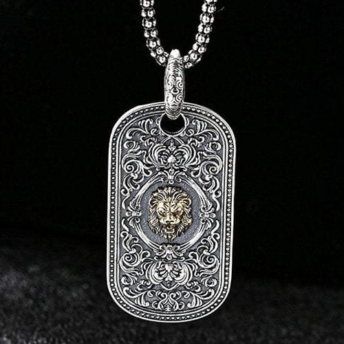 Men's Sterling Silver Lion Tag Necklace - Image 6