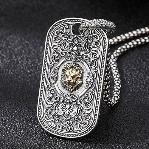 Men's Sterling Silver Lion Tag Necklace - Image 7