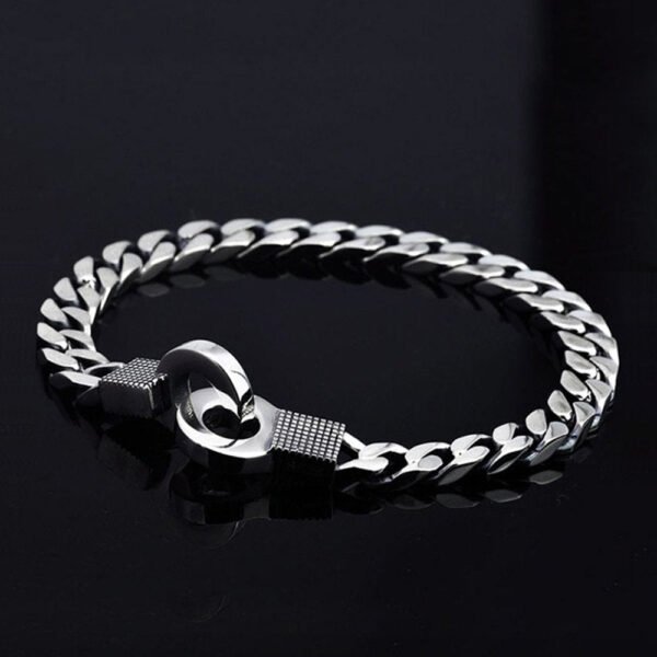 Men's Sterling Silver Minimalist Cuban Chain Bracelet - Image 2