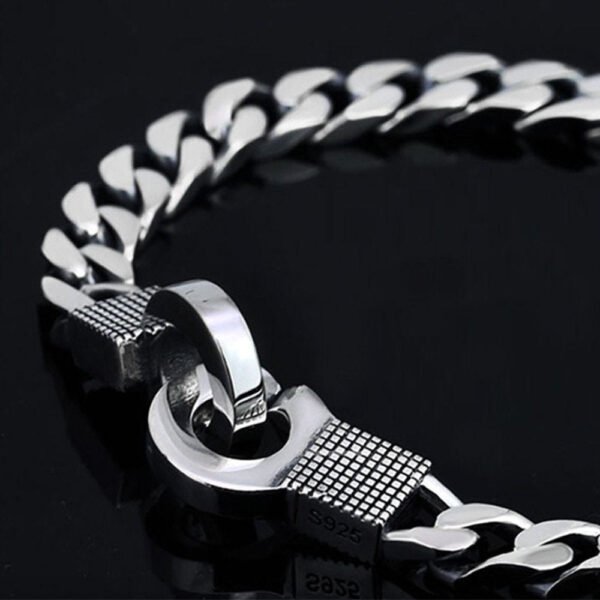 Men's Sterling Silver Minimalist Cuban Chain Bracelet - Image 3