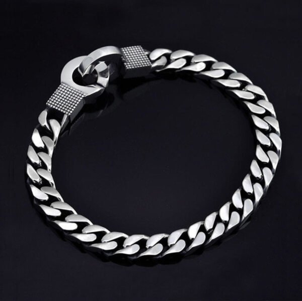 Men's Sterling Silver Minimalist Cuban Chain Bracelet - Image 5