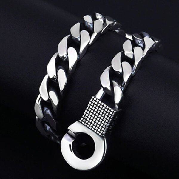 Men's Sterling Silver Minimalist Cuban Chain Bracelet - Image 6