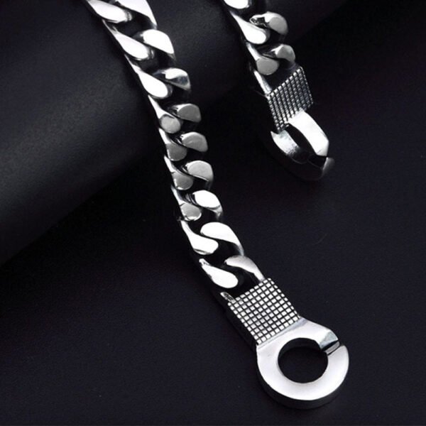 Men's Sterling Silver Minimalist Cuban Chain Bracelet - Image 7