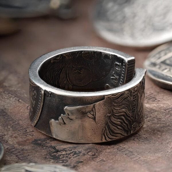 Men's Sterling Silver Morgan Dollar Coin Ring - Image 2