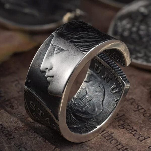 Men's Sterling Silver Morgan Dollar Coin Ring - Image 3