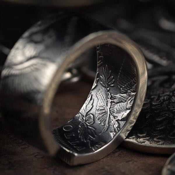 Men's Sterling Silver Morgan Dollar Coin Ring - Image 6