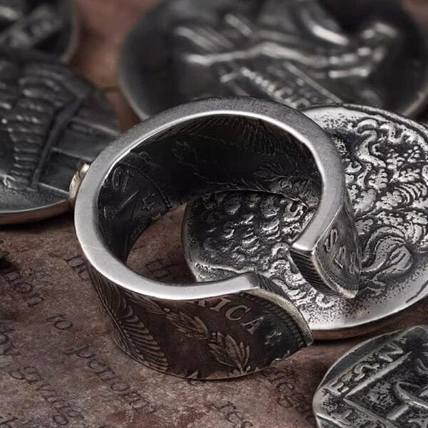 Men's Sterling Silver Morgan Dollar Coin Ring - Image 7