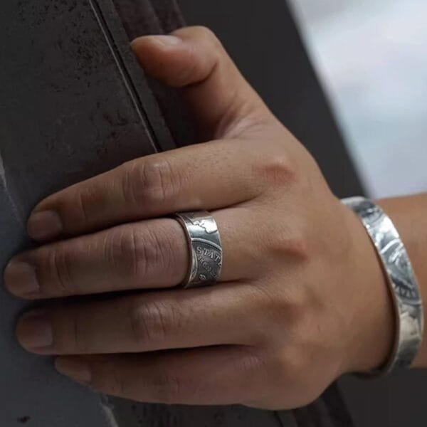 Men's Sterling Silver Morgan Dollar Coin Ring - Image 8