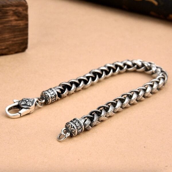 Men's Sterling Silver Oriental Pattern Braided Chain Bracelet - Image 3