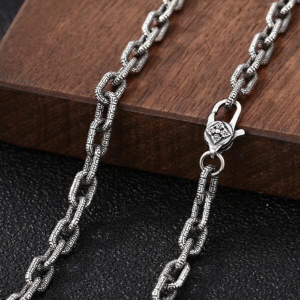 5.5mm Men's Sterling Silver Oriental Pattern Oval Link Chain 20??-28??
