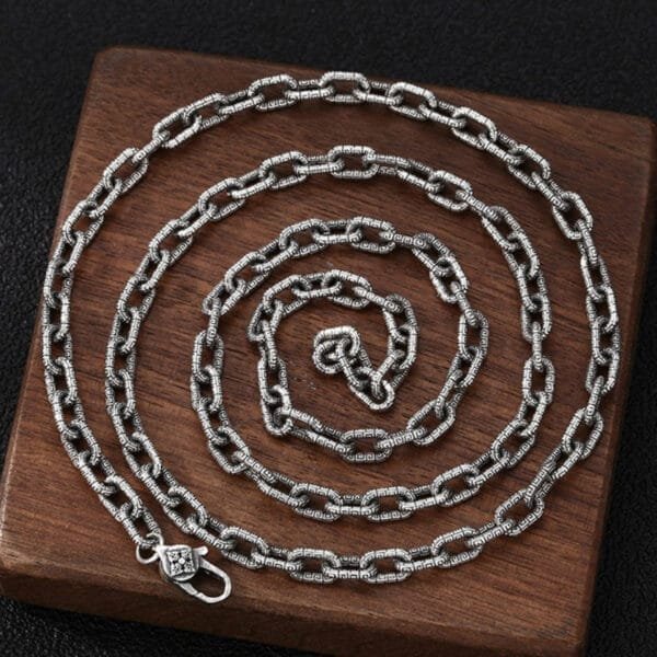 5.5mm Men's Sterling Silver Oriental Pattern Oval Link Chain 20??-28?? - Image 2