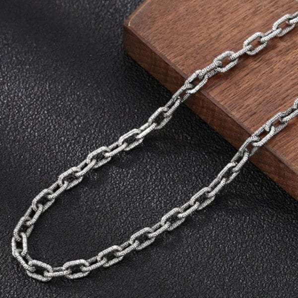 5.5mm Men's Sterling Silver Oriental Pattern Oval Link Chain 20??-28?? - Image 3