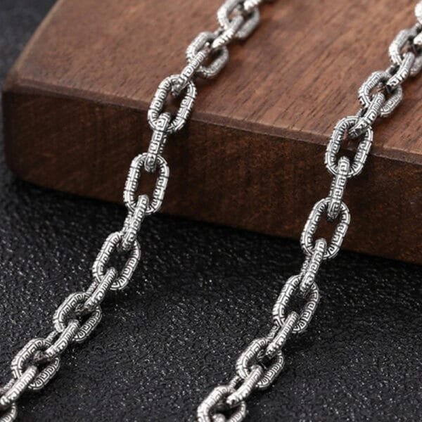 5.5mm Men's Sterling Silver Oriental Pattern Oval Link Chain 20??-28?? - Image 4