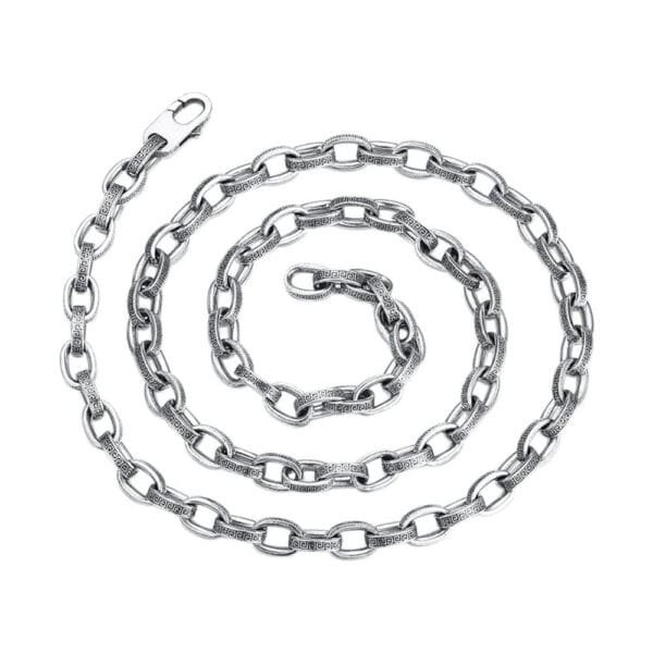 5.5 mm Men's Sterling Silver Oriental Pattern Oval Link Chain 20??-26"